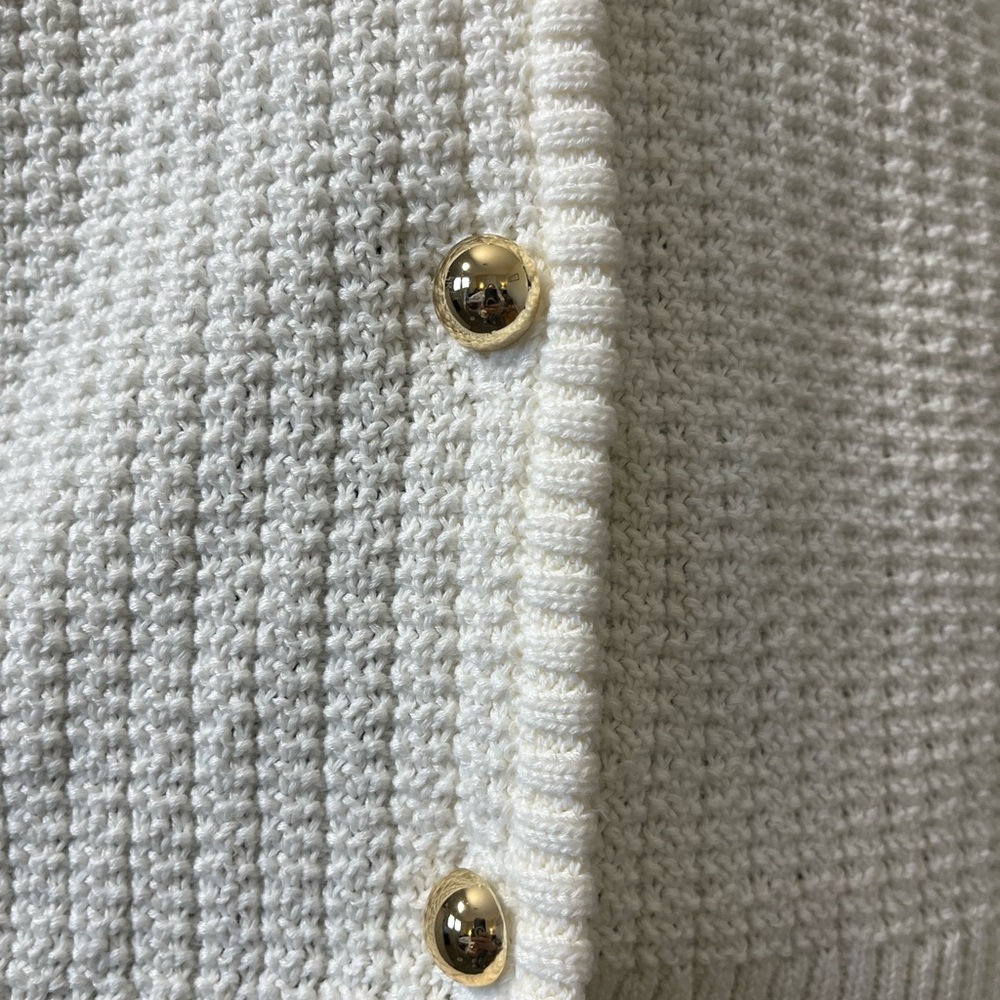 French Connection Cream Knit Cardigan Top Gold Buttons M NWT - Picture 6 of 9